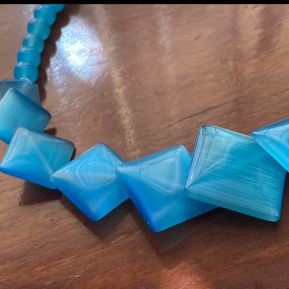 Vintage Blue Moonglow glass  Necklace 18”Length - Picture 14 of 15